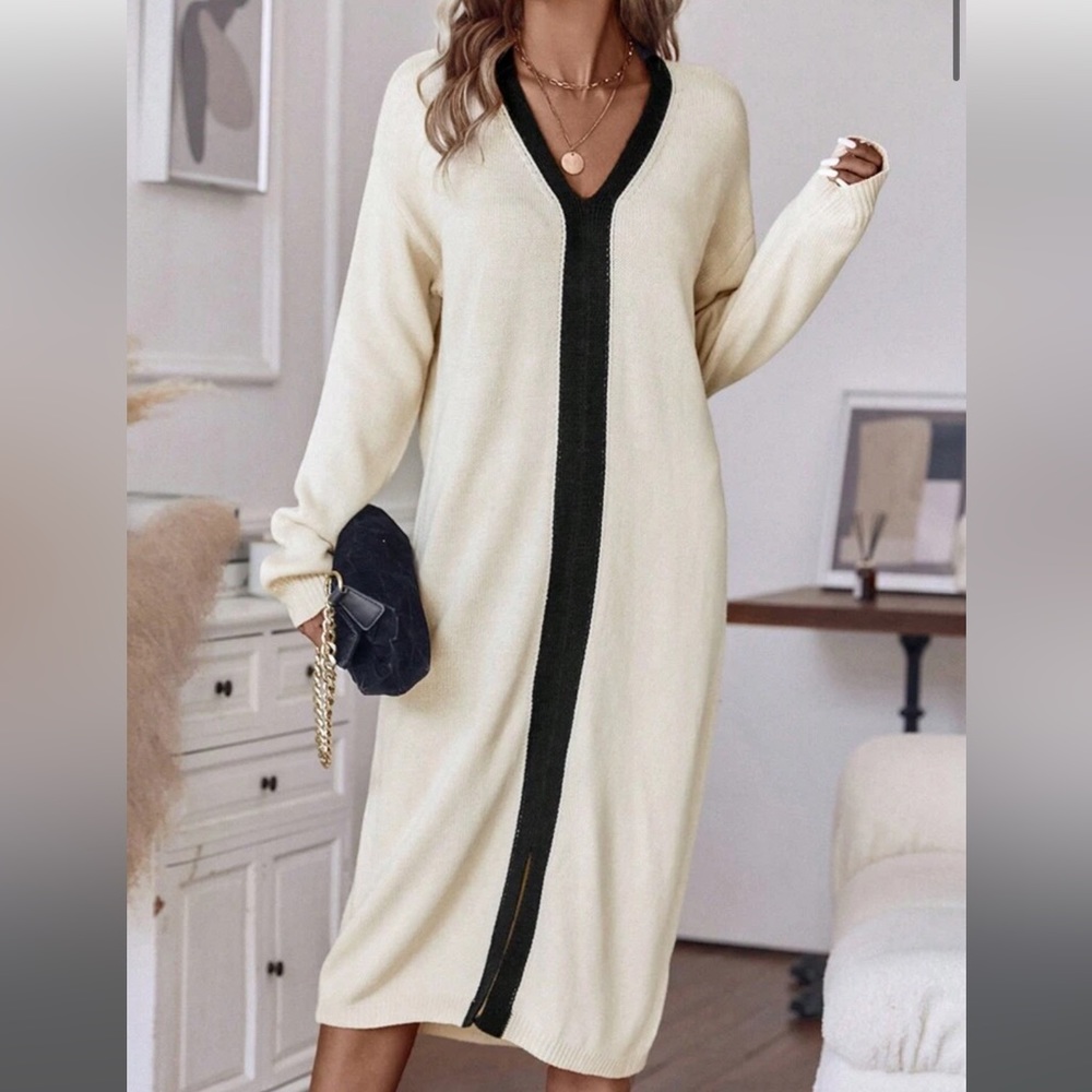 SHEIN sweater dress size 6 in black and ivory
